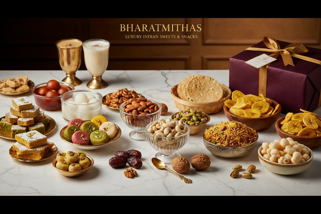 Premium Indian sweets, mithai gift hampers, and handcrafted snacks from Bharat Mithas